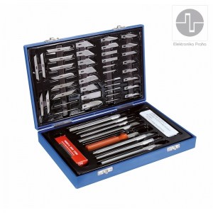 ELEKTRONIKA PRAHA - HOBBY KNIFE SET - sada 48 kusů různých řezacích nožíků pro hobby